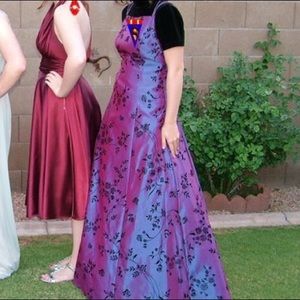 Purple Iridescent Strappy A Line Prom Dress Gown